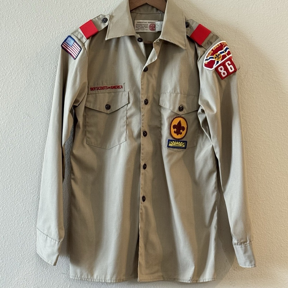 Vintage Boy Scouts of America BSA Uniform Shirt Small St Louis Patches USA